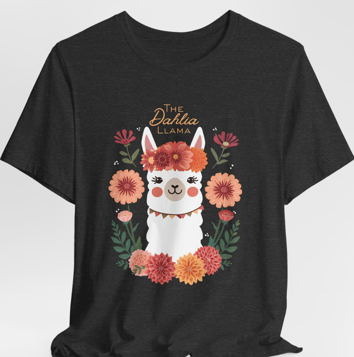 Dahlia Llama Floral Tuber Flower Bloom Garden Plant T‑Shirt