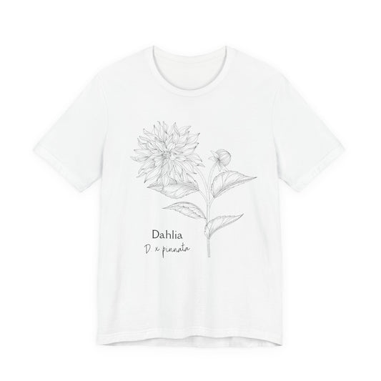 Dahlia Botanical Tee - Minimal Floral Sketch Shirt