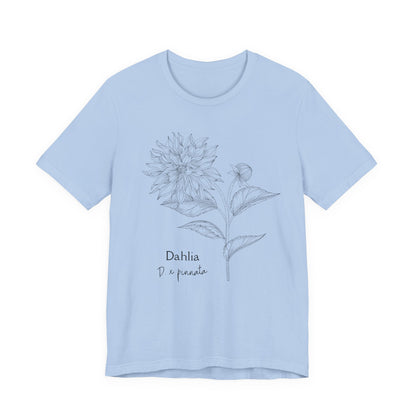 Dahlia Botanical Tee - Minimal Floral Sketch Shirt