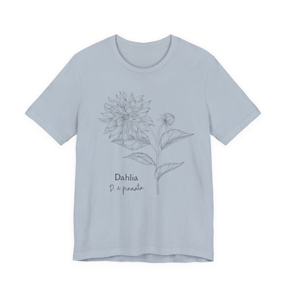 Dahlia Botanical Tee - Minimal Floral Sketch Shirt