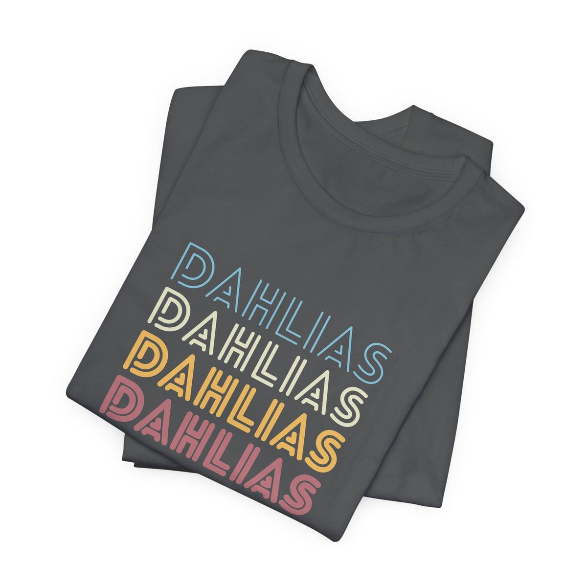 Dahlias Floral Retro Text Tee — Vintage Layered Typography T‑Shirt