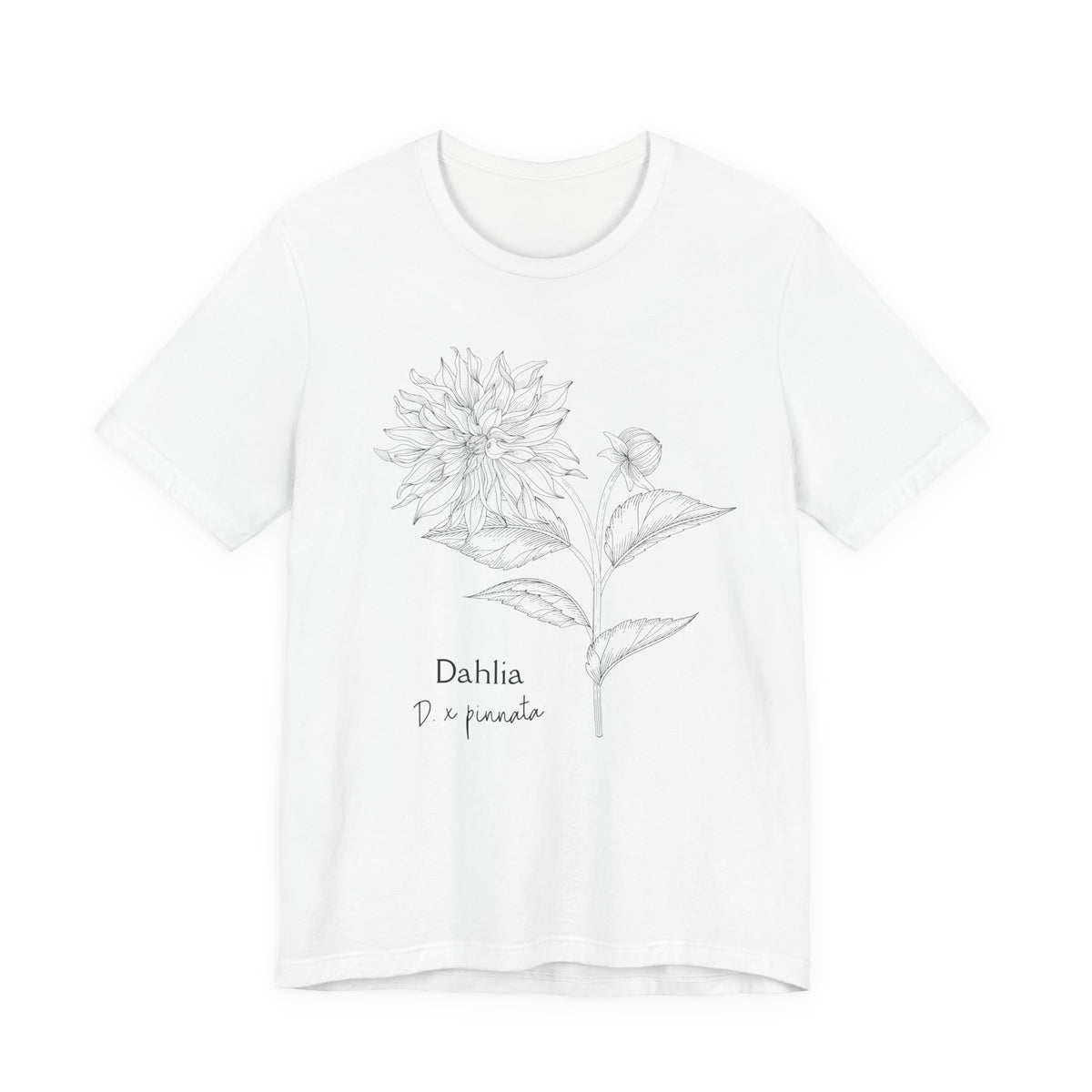 Dahlia Botanical Tee - Minimal Floral Sketch Shirt