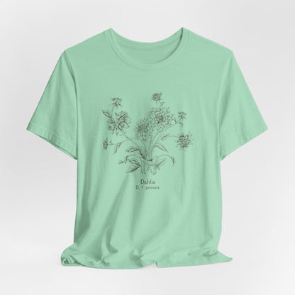 Botanical Dahlia T-Shirt - Minimal Floral Sketch Tee