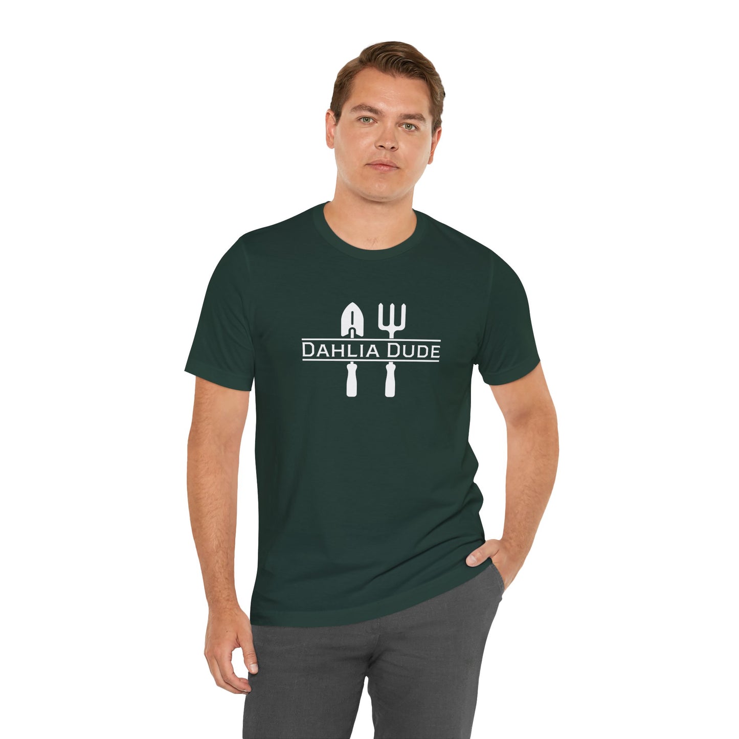 Dahlia Dude T-Shirt — Dad Gardening Tool Graphic Tee