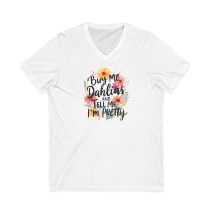 Buy Me Dahlias V-Neck Tee - Floral Graphic Shirt