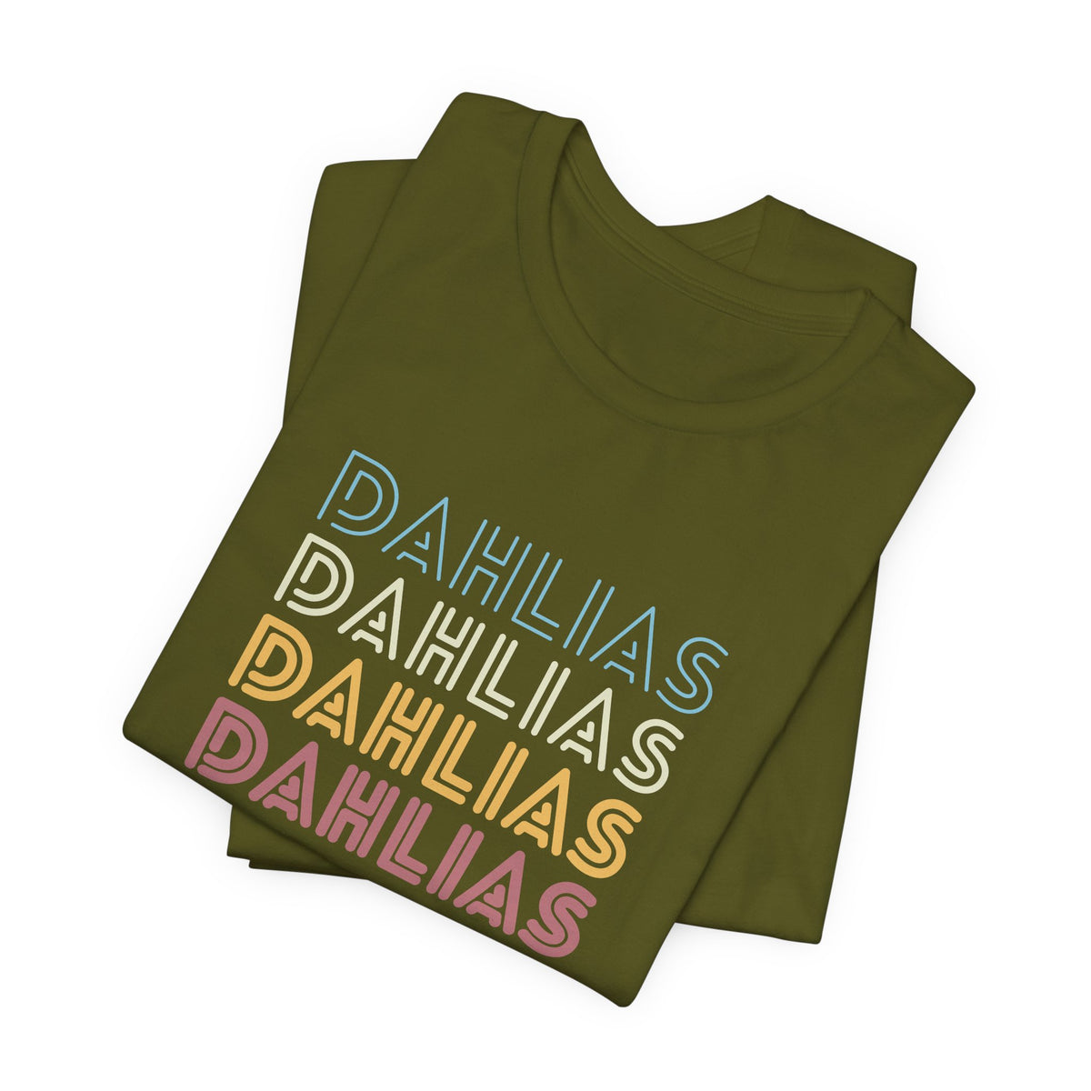 Dahlias Floral Retro Text Tee — Vintage Layered Typography T‑Shirt