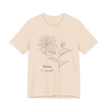 Dahlia Botanical Tee - Minimal Floral Sketch Shirt