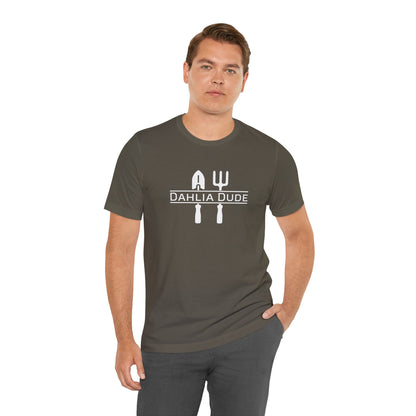 Dahlia Dude T-Shirt — Dad Gardening Tool Graphic Tee