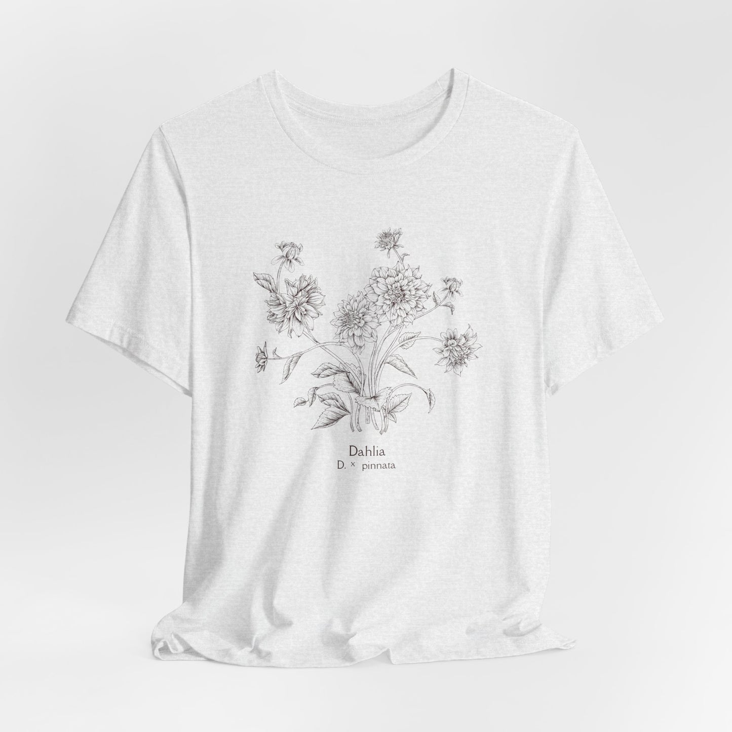 Botanical Dahlia T-Shirt - Minimal Floral Sketch Tee