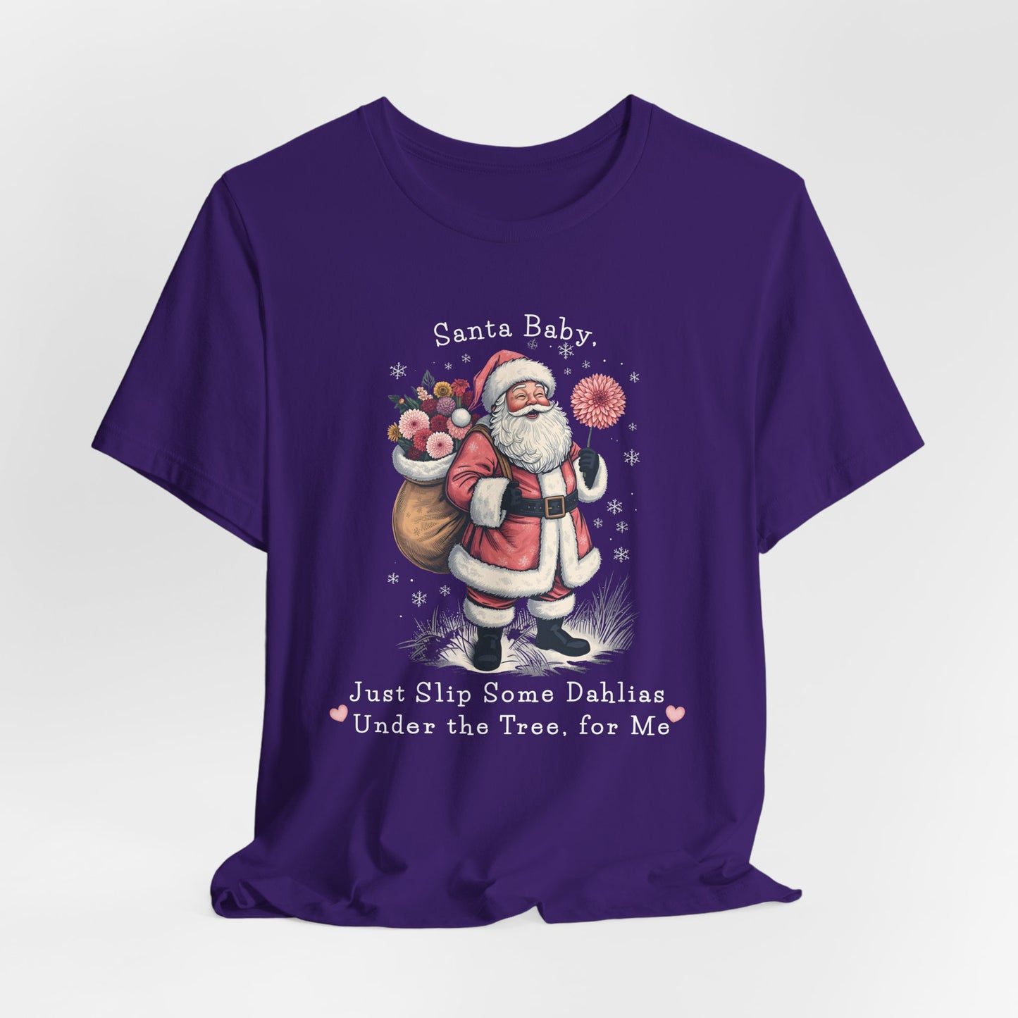 Santa Baby Dahlias Christmas T-Shirt - Vintage Holiday Tee
