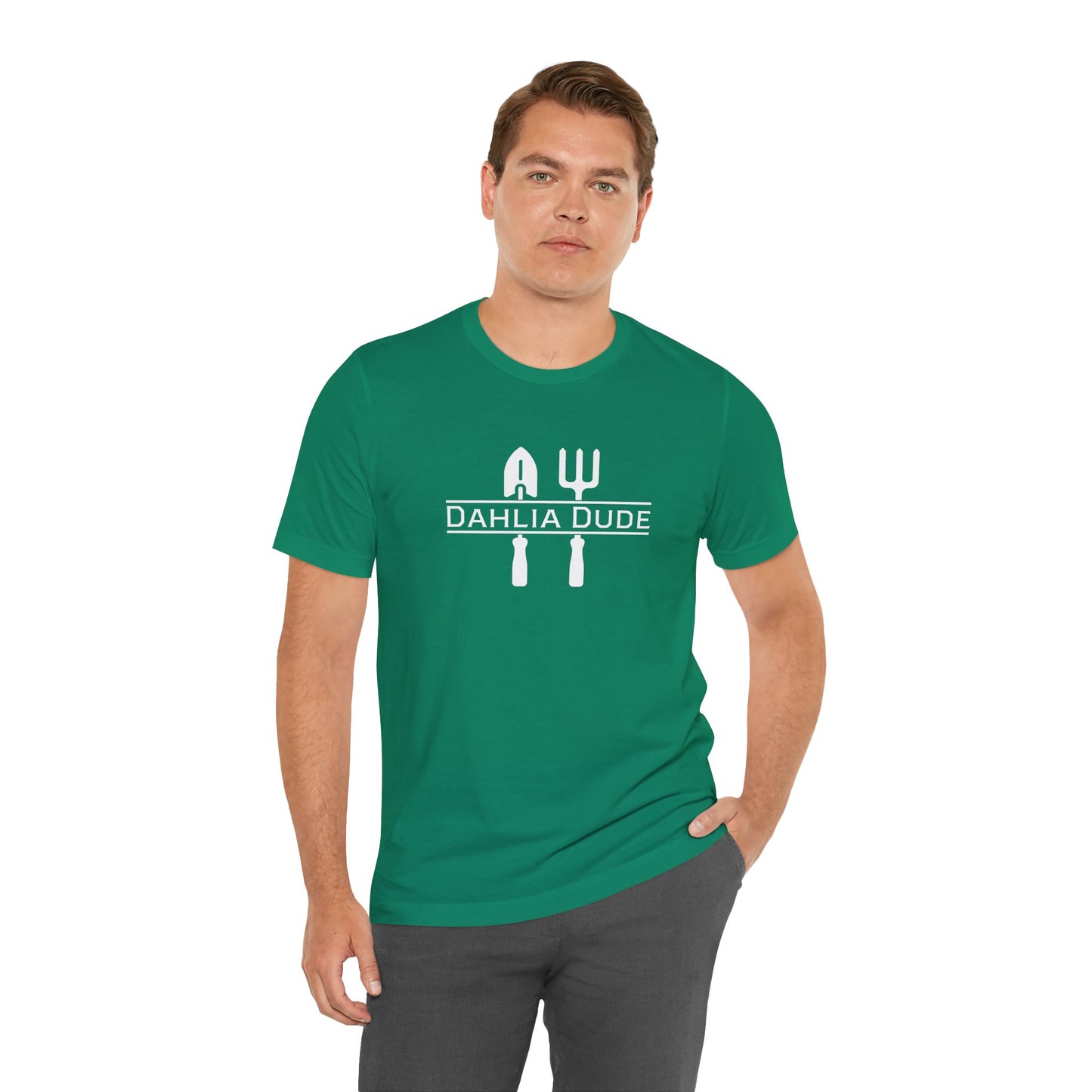 Dahlia Dude T-Shirt — Dad Gardening Tool Graphic Tee