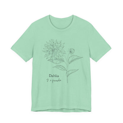 Dahlia Botanical Tee - Minimal Floral Sketch Shirt