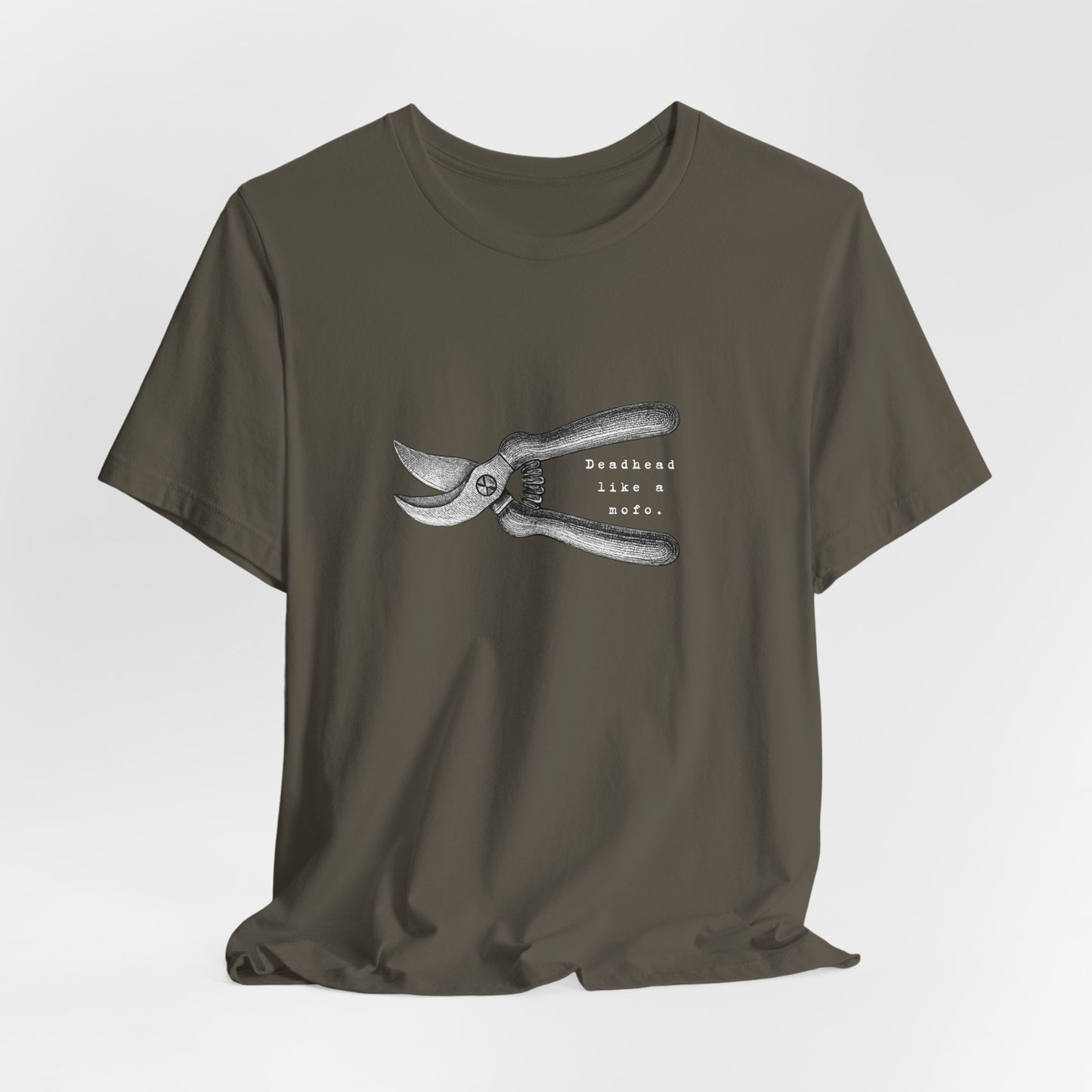 Deadheading Dahlias Pruning Shears Graphic Tee — Vintage Garden Tool T-Shirt