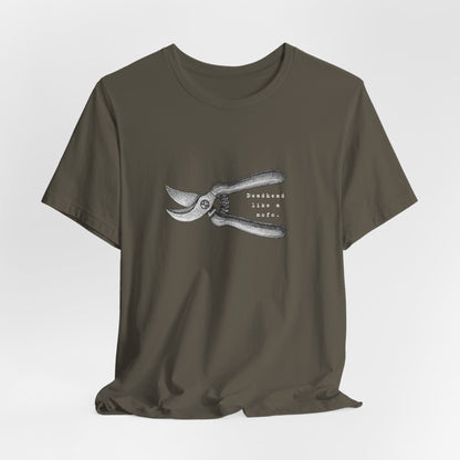 Deadheading Dahlias Pruning Shears Graphic Tee — Vintage Garden Tool T-Shirt