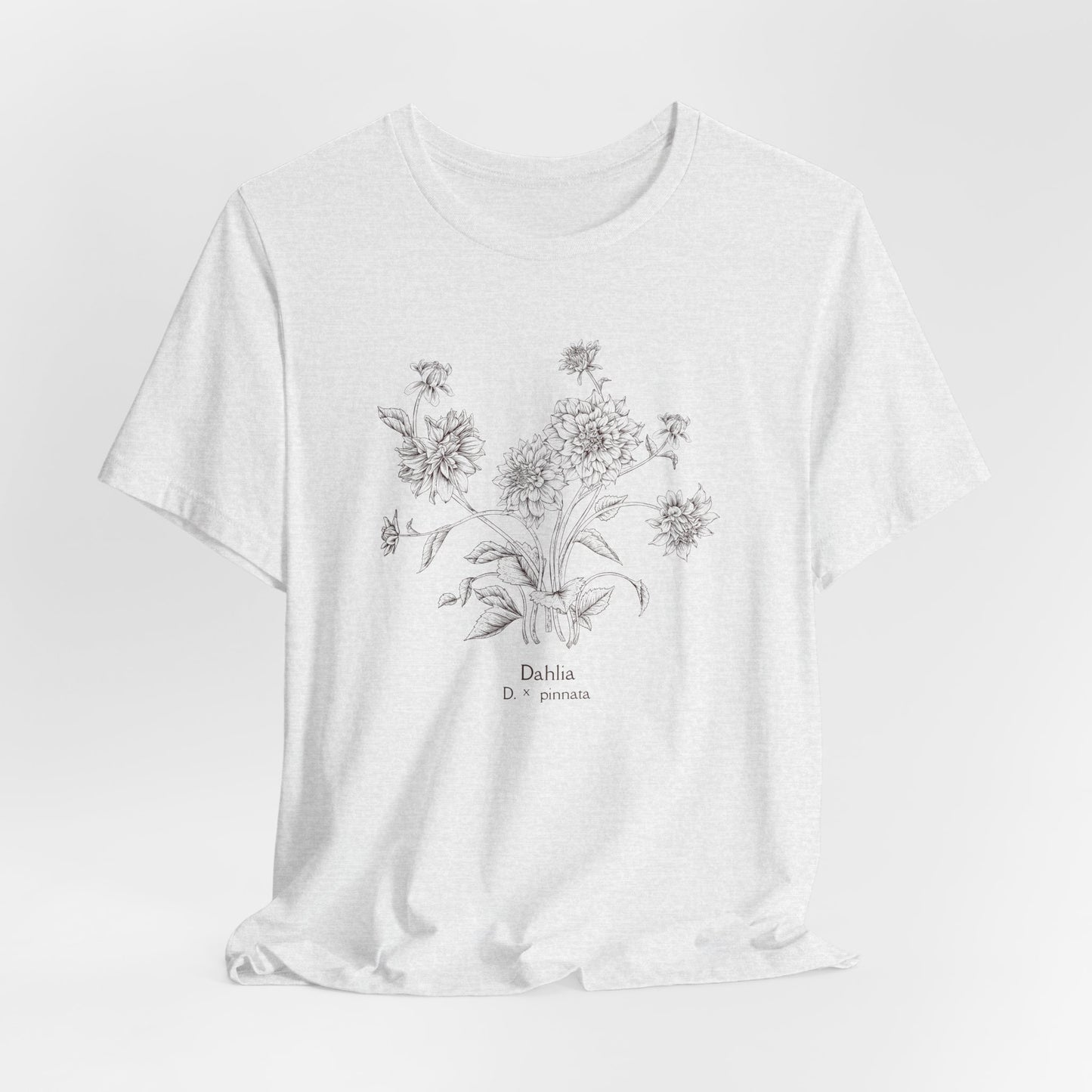 Botanical Dahlia Tee — Minimal Floral Sketch Shirt