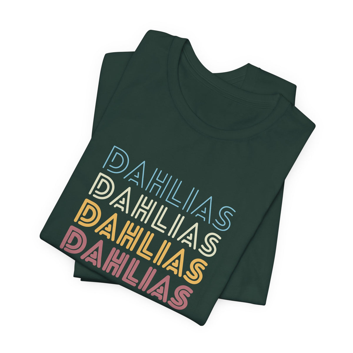 Dahlias Floral Retro Text Tee — Vintage Layered Typography T‑Shirt