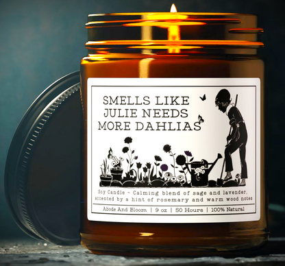 Smells Like Dahlias Custom Plant Dahlia Lover Gift Personalized Candle for Birthday Candle Funny Planter Gift Gardening Candle