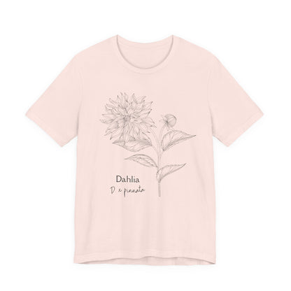 Dahlia Botanical Tee - Minimal Floral Sketch Shirt