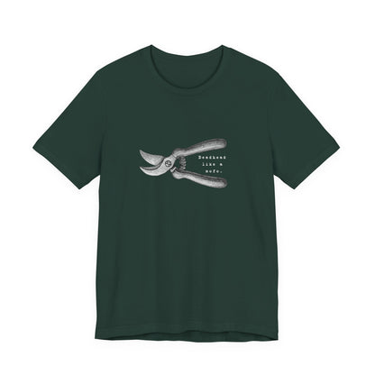 Deadheading Dahlias Pruning Shears Graphic Tee — Vintage Garden Tool T-Shirt