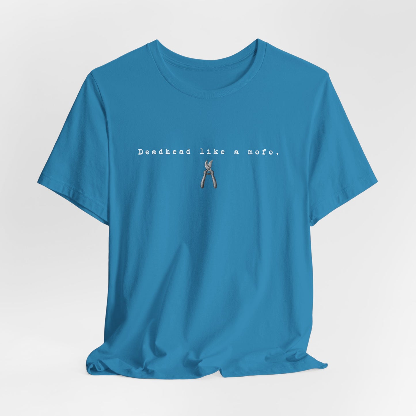 T-Shirt — Minimal "Deadhead Like..." Vintage Gardening Tools Graphic Tee