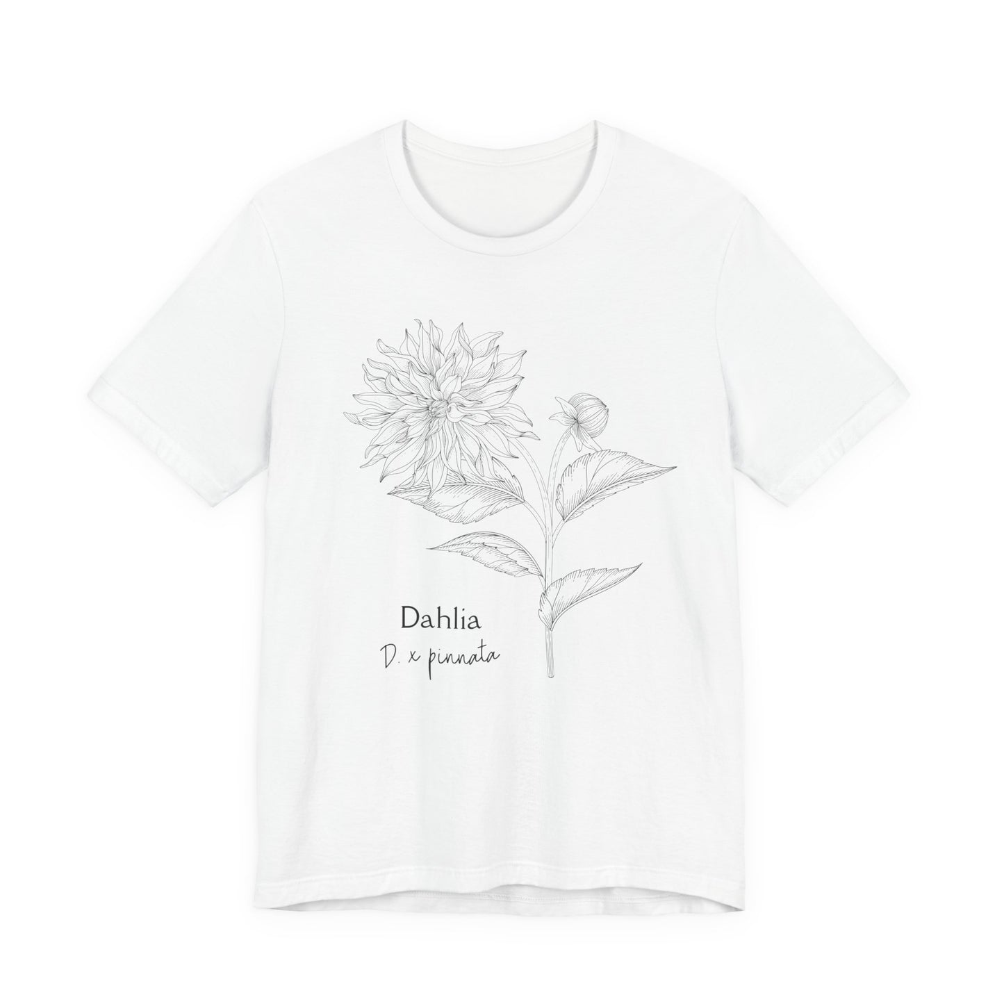 Dahlia Botanical Tee - Minimal Floral Sketch Shirt