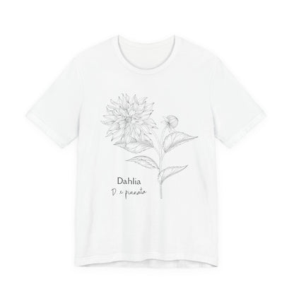 Dahlia Botanical Tee - Minimal Floral Sketch Shirt