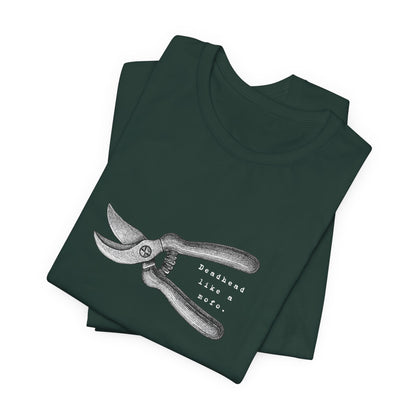 Deadheading Dahlias Pruning Shears Graphic Tee — Vintage Garden Tool T-Shirt