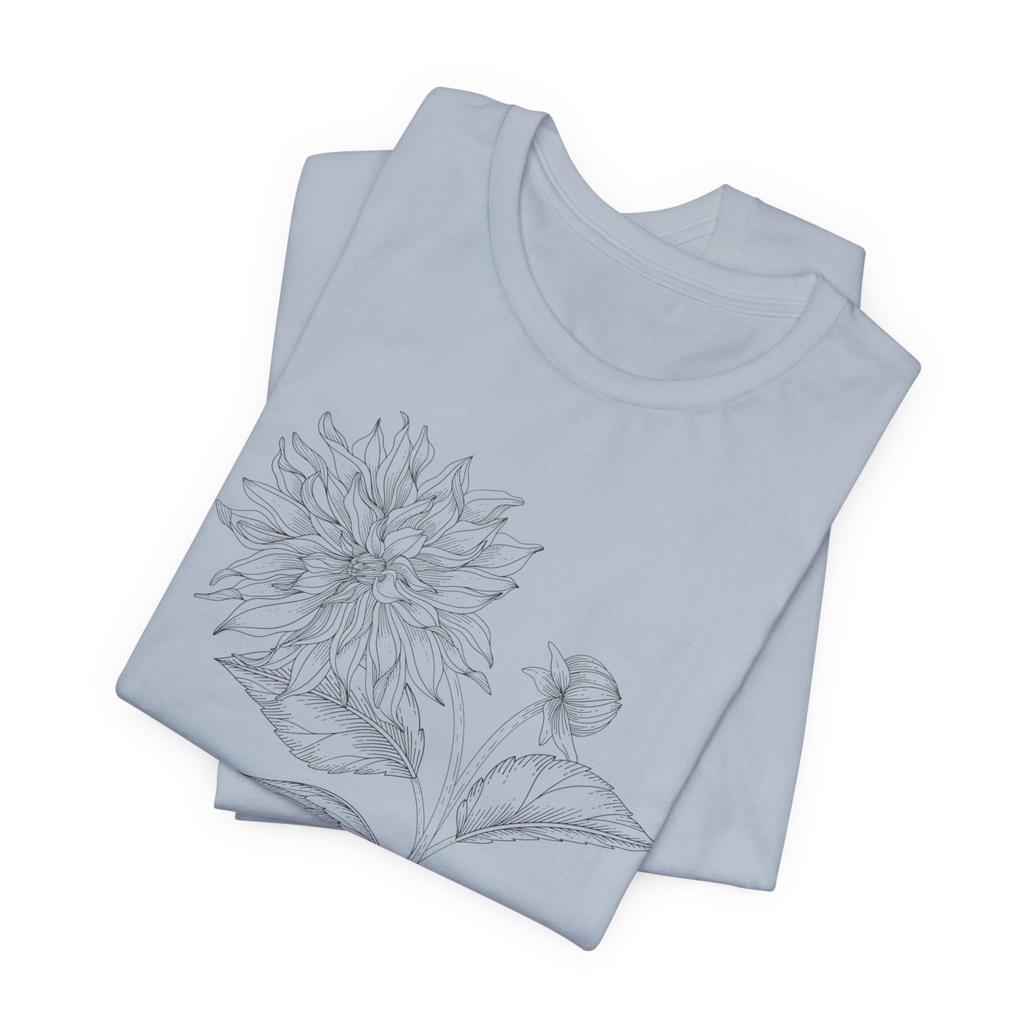 Dahlia Botanical Tee - Minimal Floral Sketch Shirt