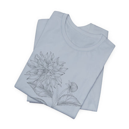 Dahlia Botanical Tee - Minimal Floral Sketch Shirt