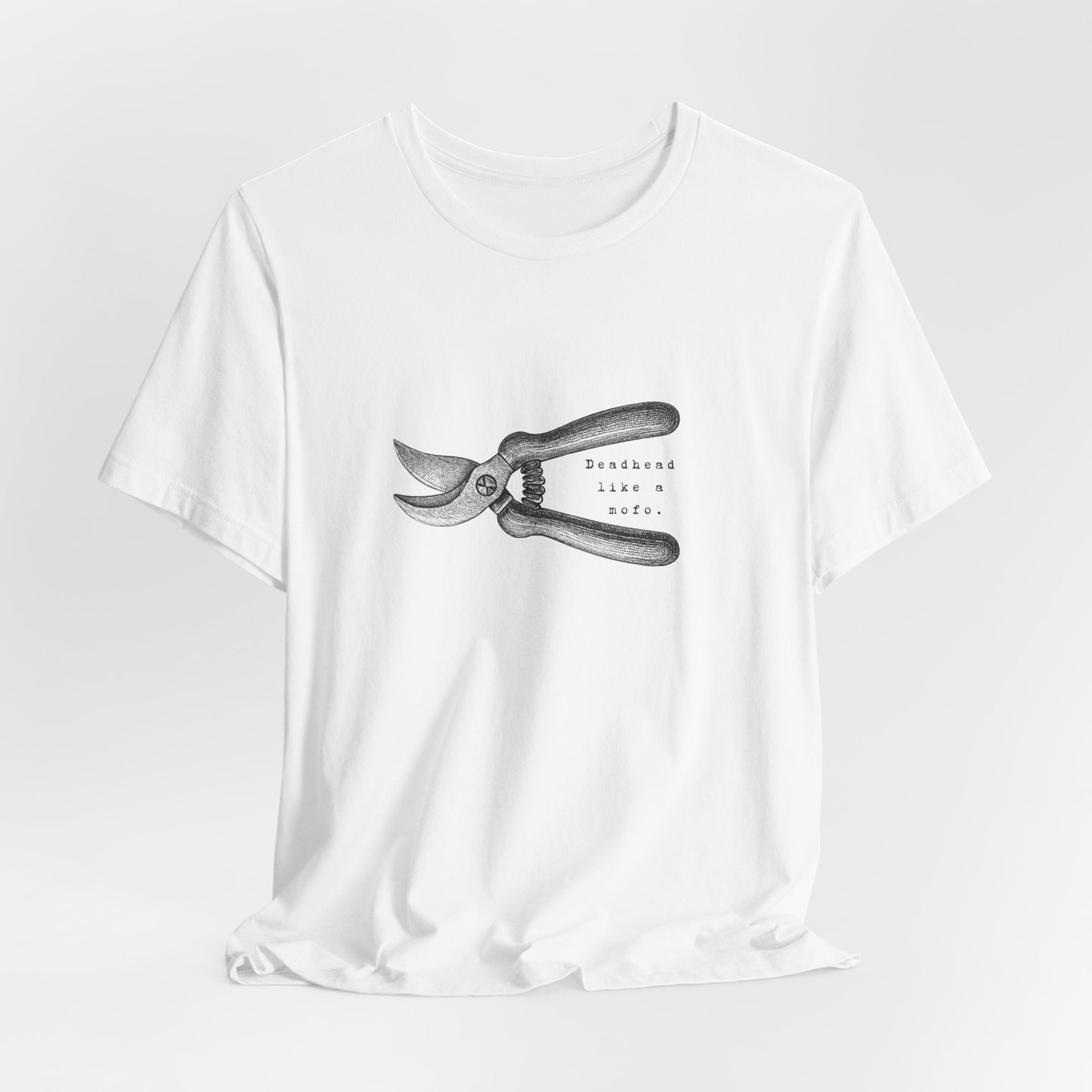 Deadheading Dahlias Pruning Shears Graphic Tee — Vintage Garden Tool T-Shirt