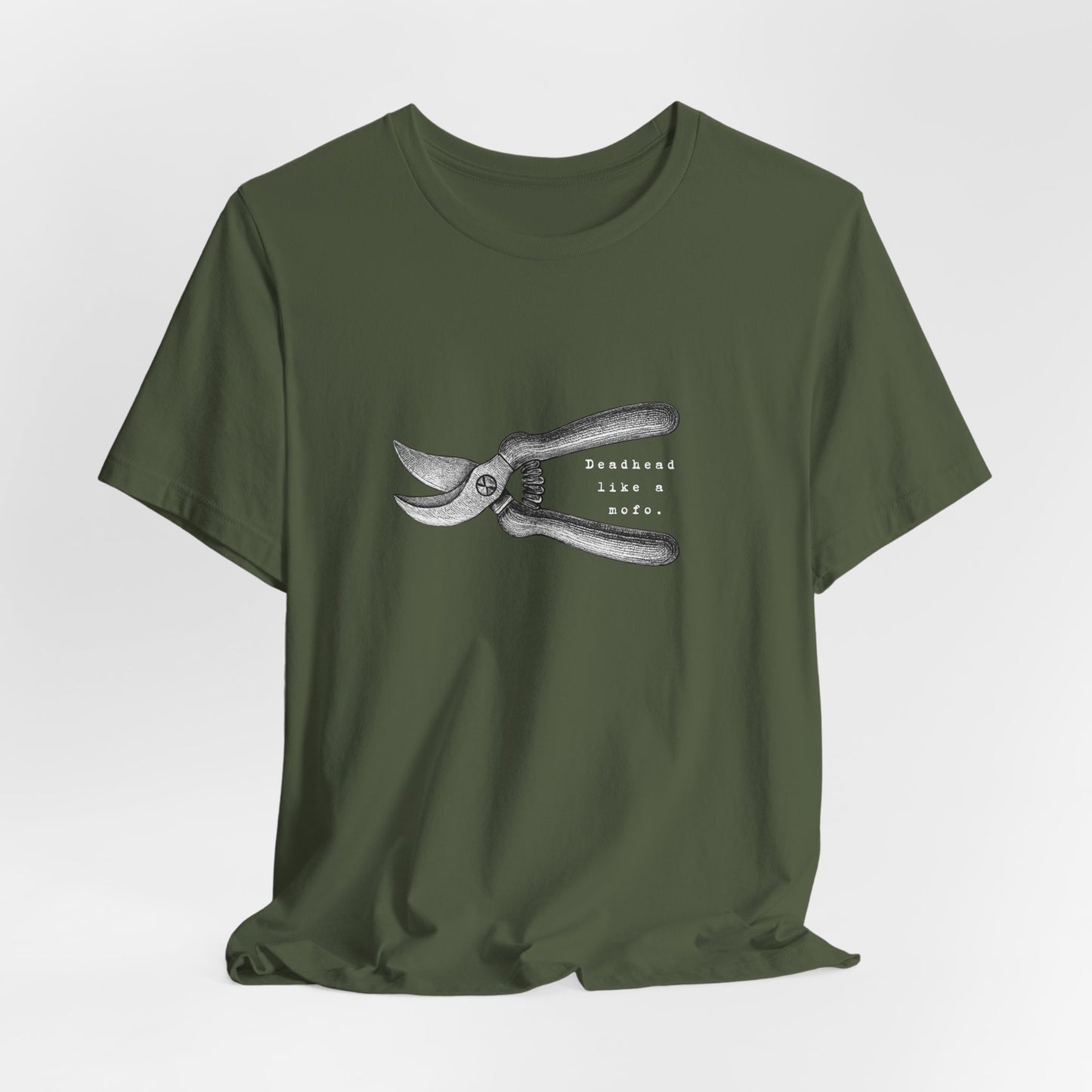 Deadheading Dahlias Pruning Shears Graphic Tee — Vintage Garden Tool T-Shirt