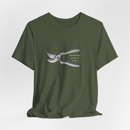 Deadheading Dahlias Pruning Shears Graphic Tee — Vintage Garden Tool T-Shirt
