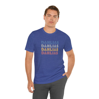 Dahlias Floral Retro Text Tee — Vintage Layered Typography T‑Shirt