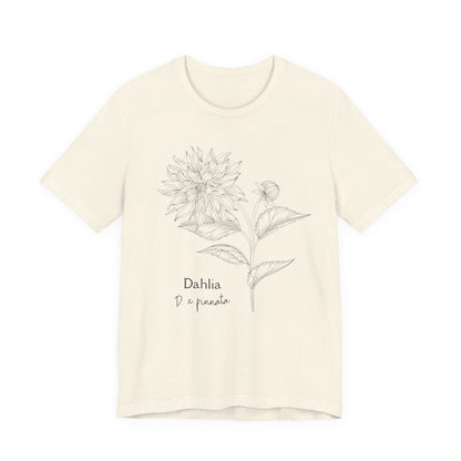 Dahlia Botanical Tee - Minimal Floral Sketch Shirt