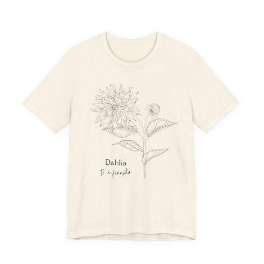 Dahlia Botanical Tee - Minimal Floral Sketch Shirt