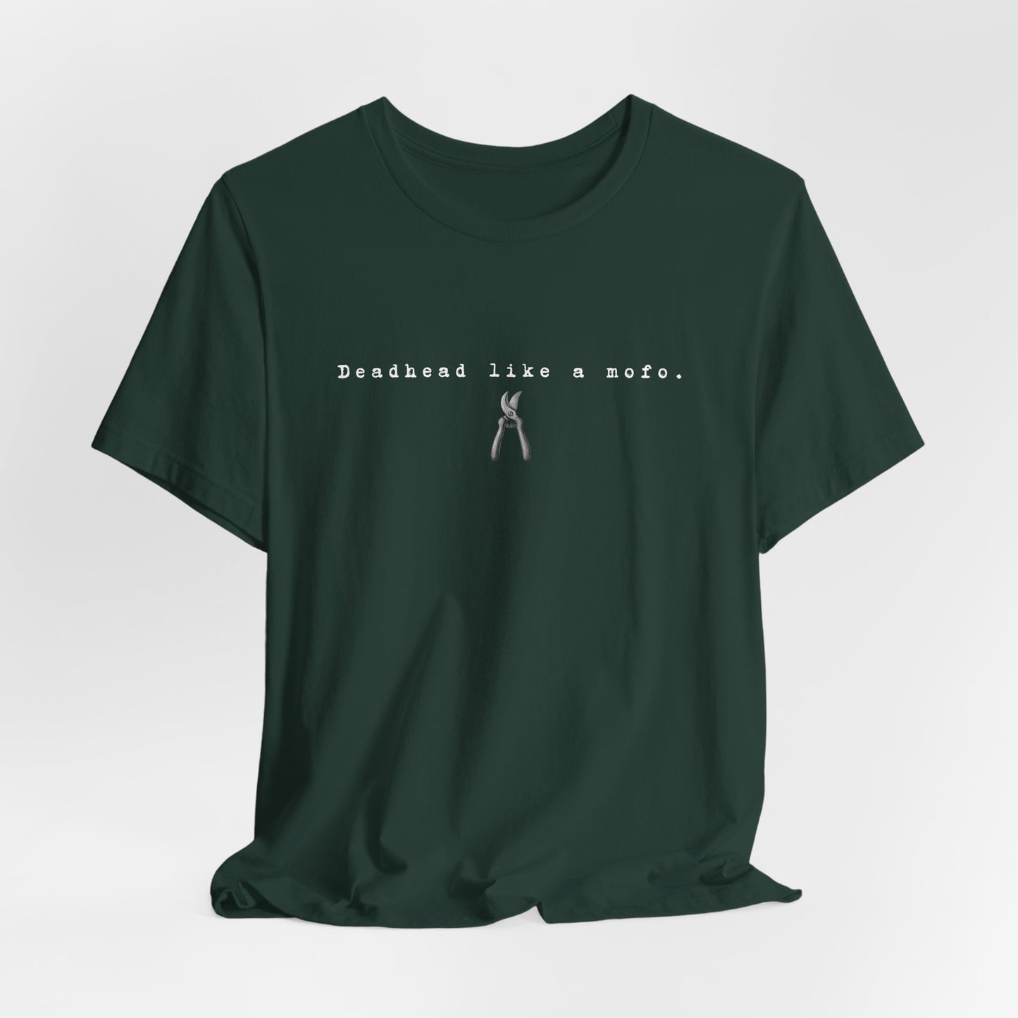 T-Shirt — Minimal "Deadhead Like..." Vintage Gardening Tools Graphic Tee