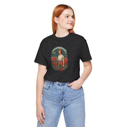 'I'll Be In My Happy Place' Dahlias Vintage Floral Retro Graphic Tee T-shirt