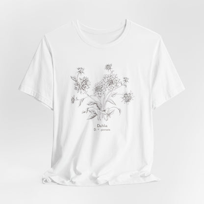 Botanical Dahlia T-Shirt - Minimal Floral Sketch Tee