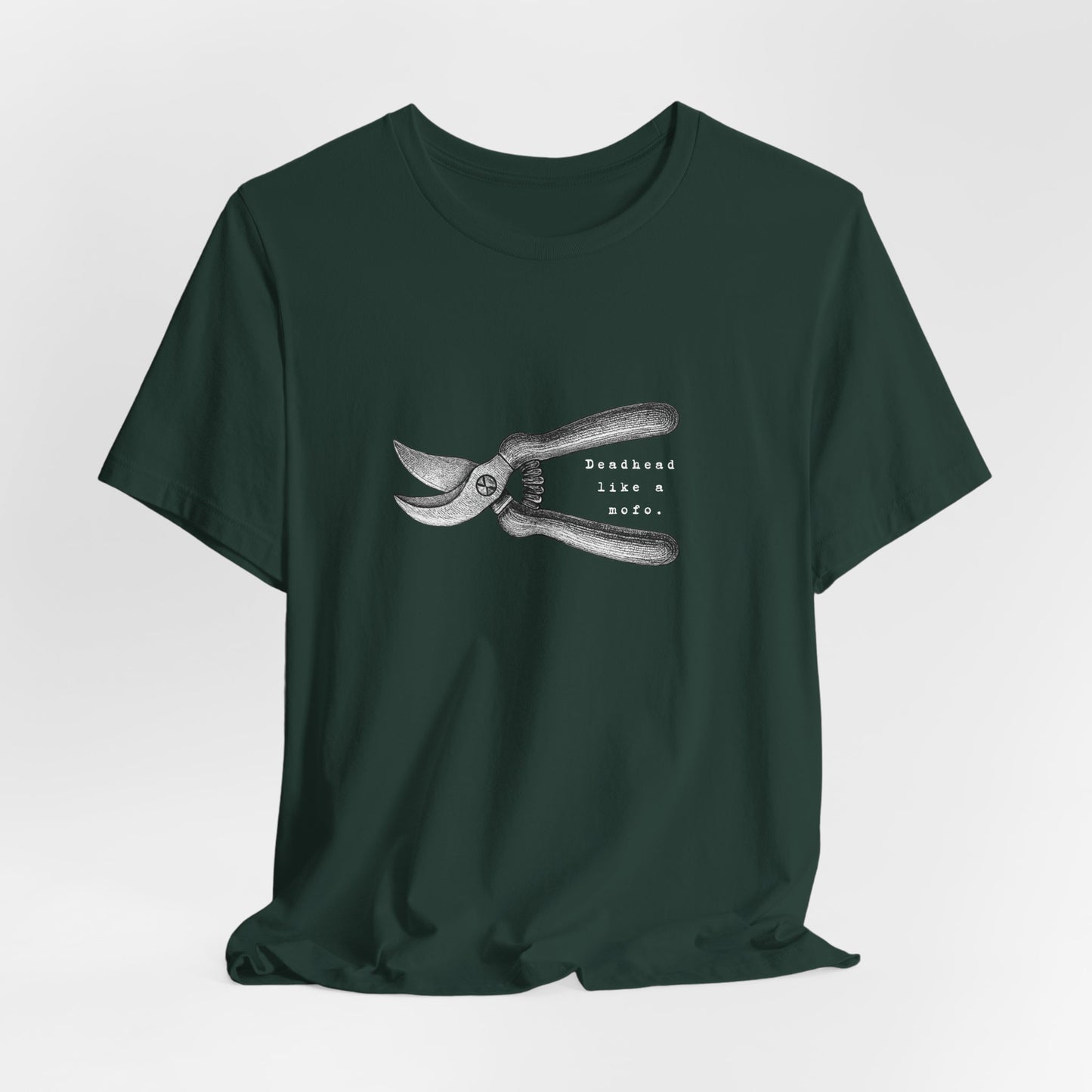 Deadheading Dahlias Pruning Shears Graphic Tee — Vintage Garden Tool T-Shirt