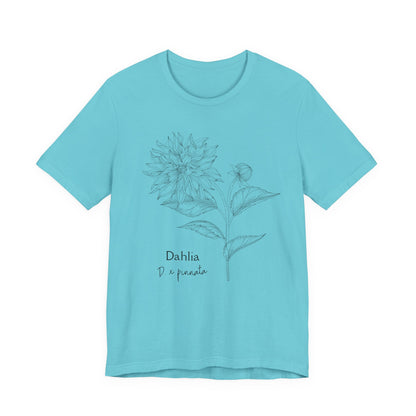 Dahlia Botanical Tee - Minimal Floral Sketch Shirt