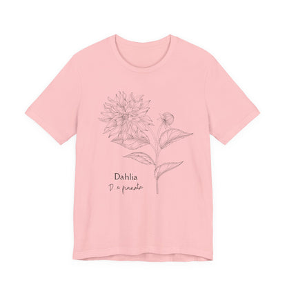 Dahlia Botanical Tee - Minimal Floral Sketch Shirt