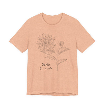 Dahlia Botanical Tee - Minimal Floral Sketch Shirt