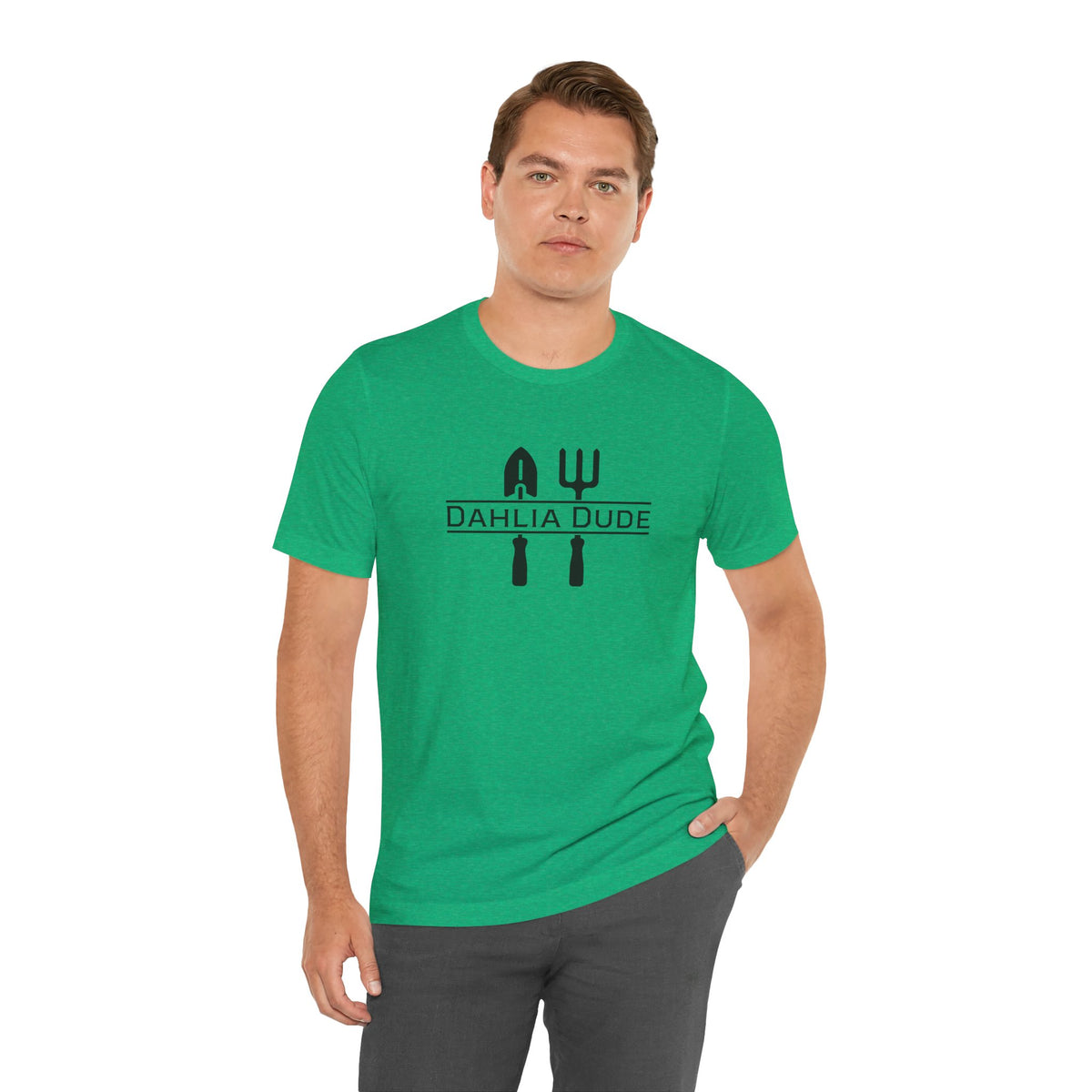 Dahlia Dude T-Shirt — Dad Gardening Tool Graphic Tee