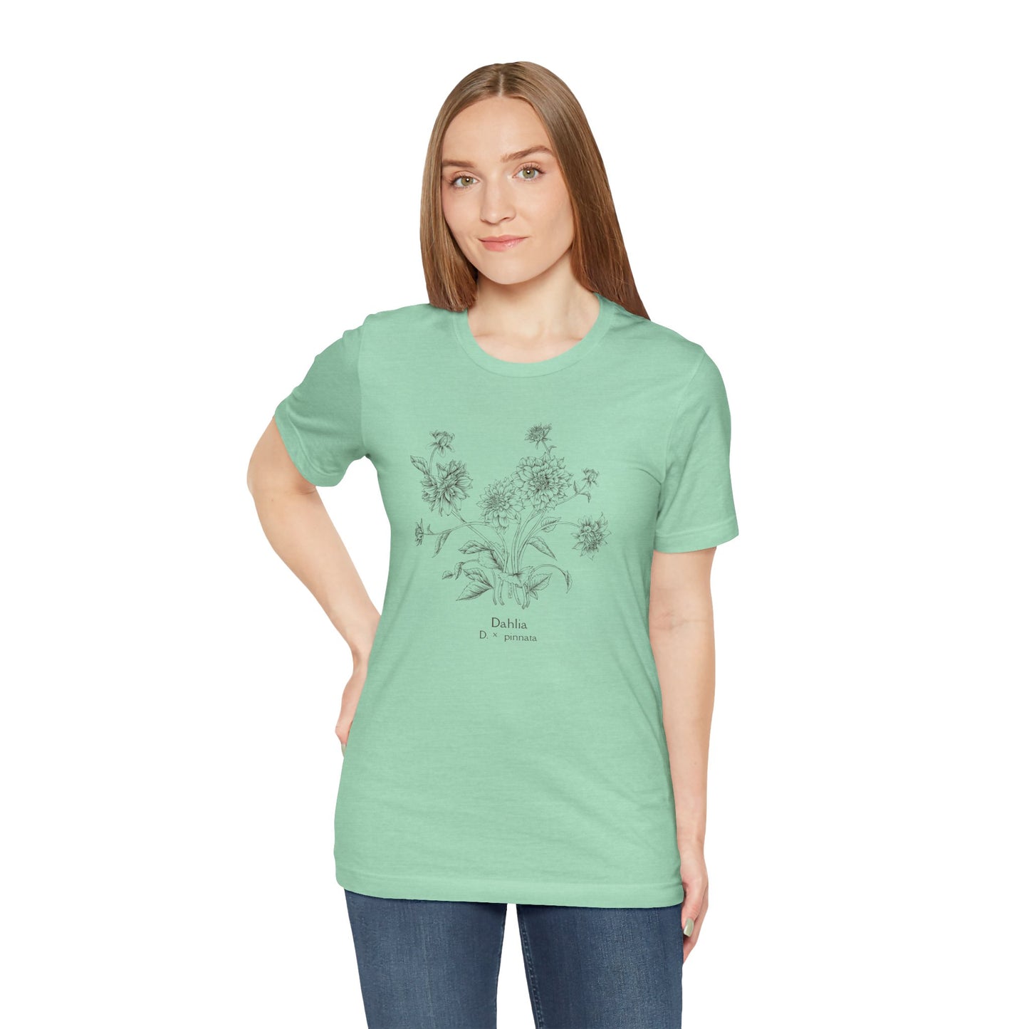 Botanical Dahlia T-Shirt - Minimal Floral Sketch Tee