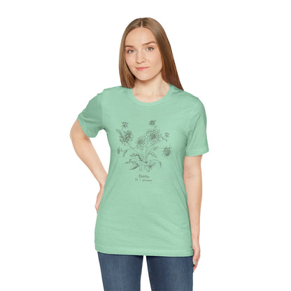 Botanical Dahlia T-Shirt - Minimal Floral Sketch Tee