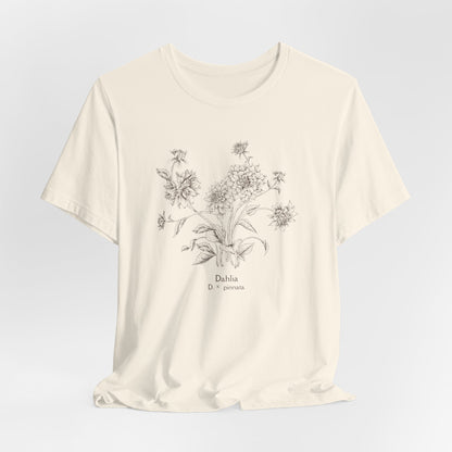 Botanical Dahlia T-Shirt - Minimal Floral Sketch Tee