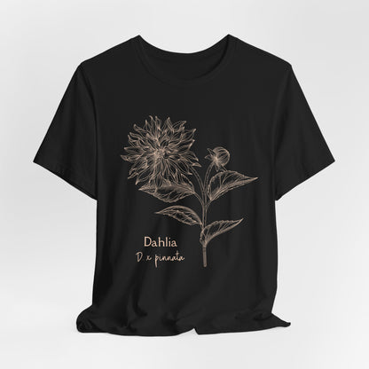 Dahlia Botanical Tee - Minimal Floral Sketch Shirt