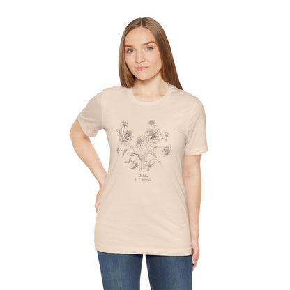 Botanical Dahlia T-Shirt - Minimal Floral Sketch Tee