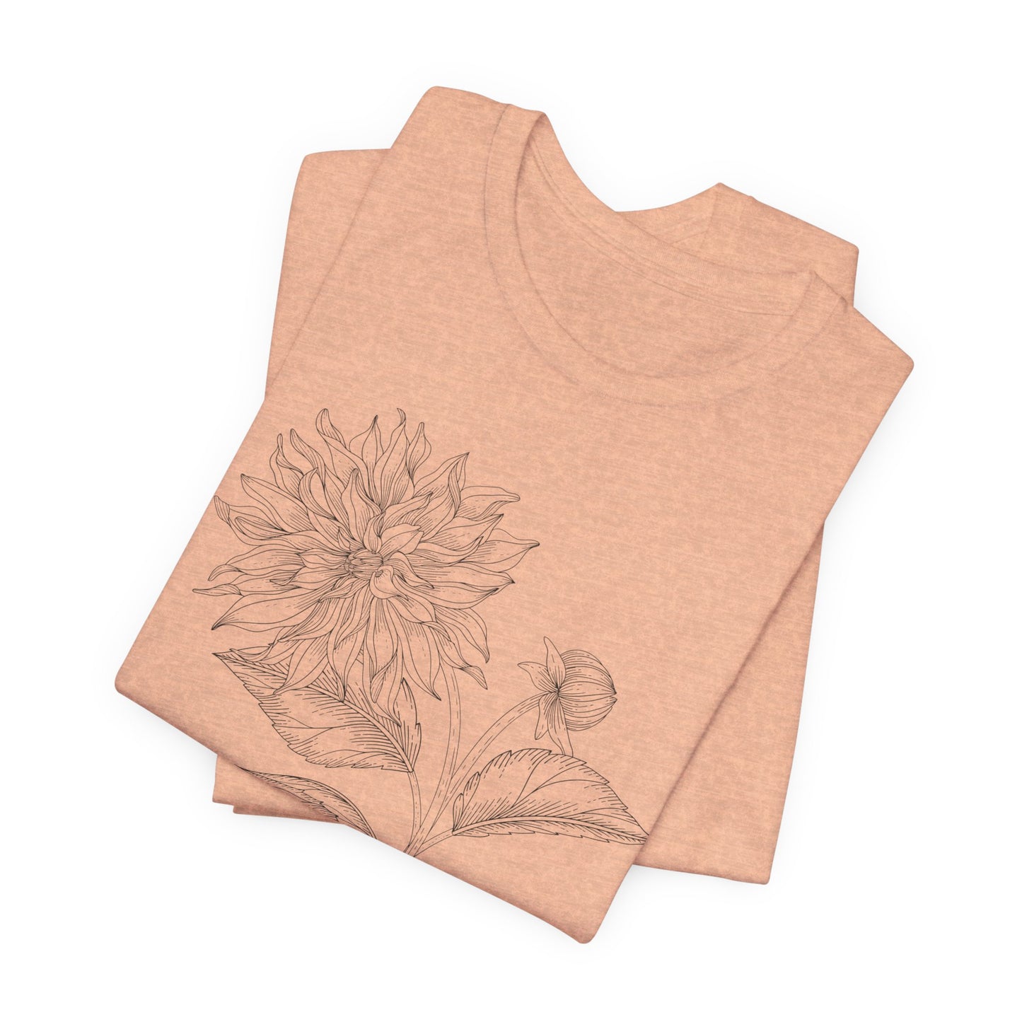 Dahlia Botanical Tee - Minimal Floral Sketch Shirt