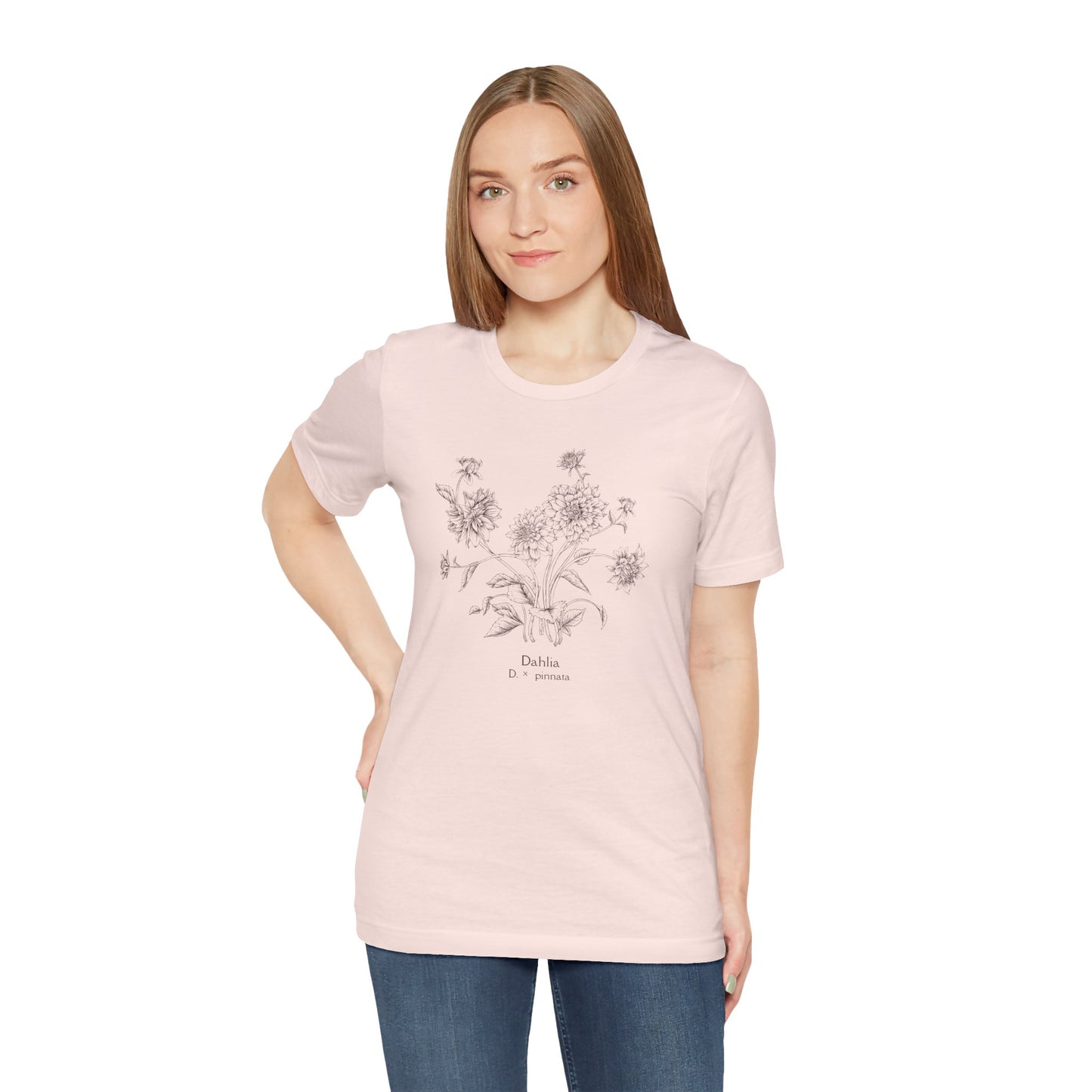 Botanical Dahlia T-Shirt - Minimal Floral Sketch Tee